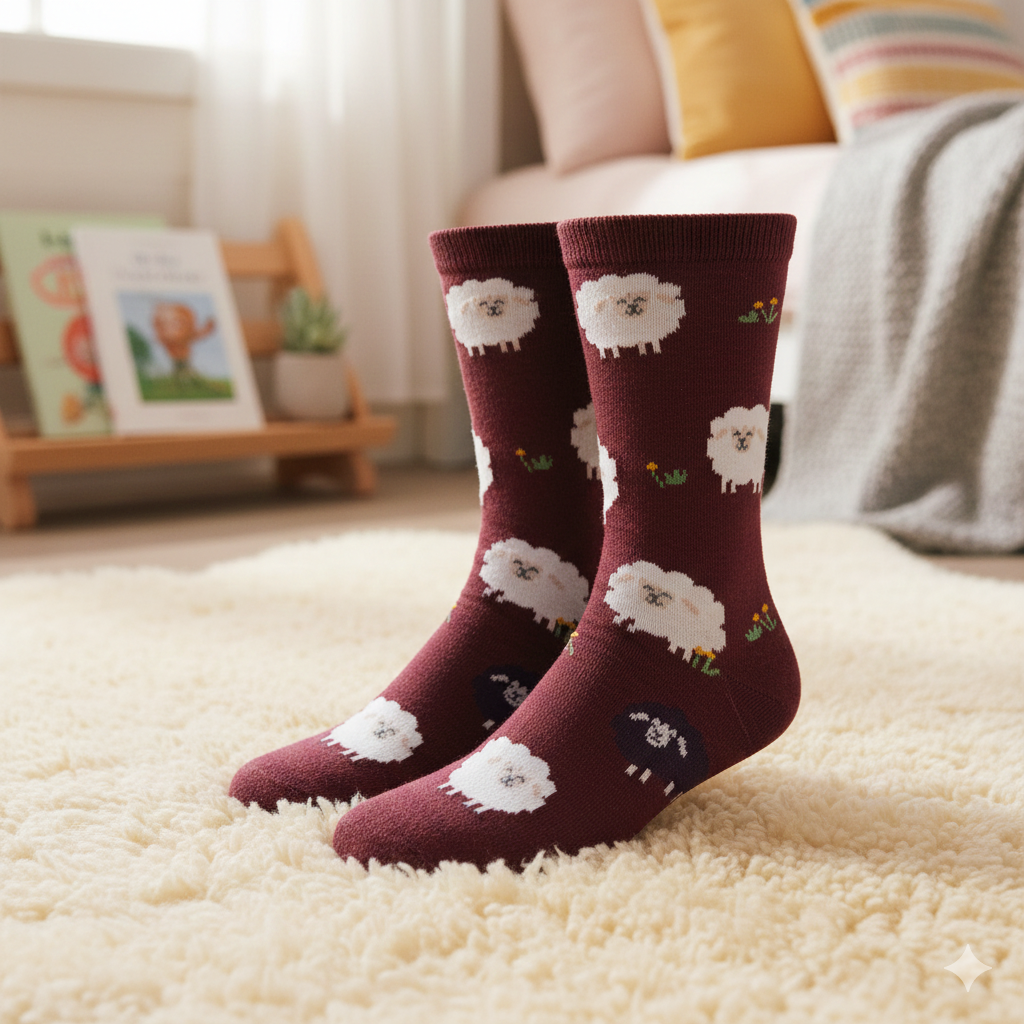 Girls Fluffy Sheep Crew Socks