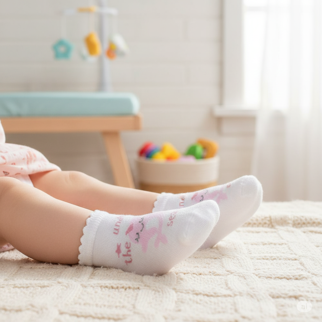 "Under The Sea" Pink Dolphin Baby Girl Ankle Socks