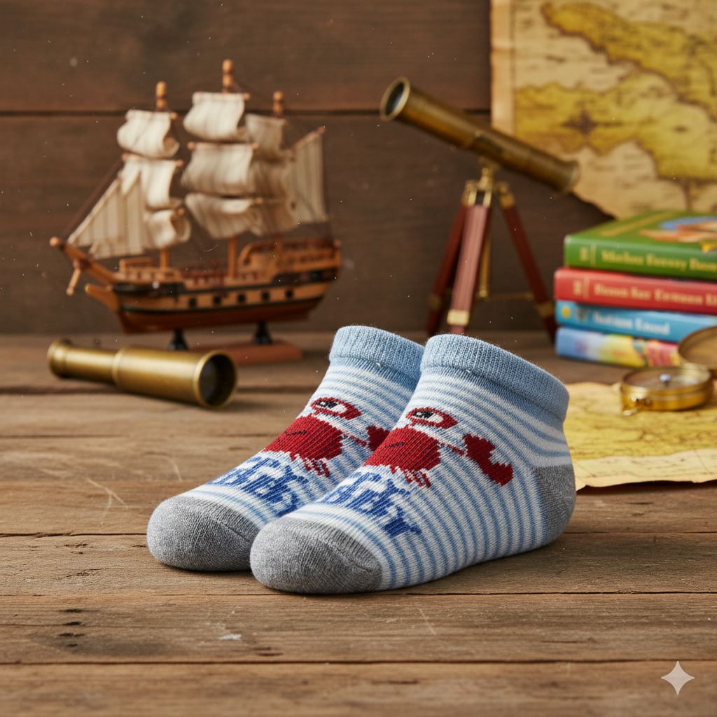 Baby Boy Crab With Stripes Socks