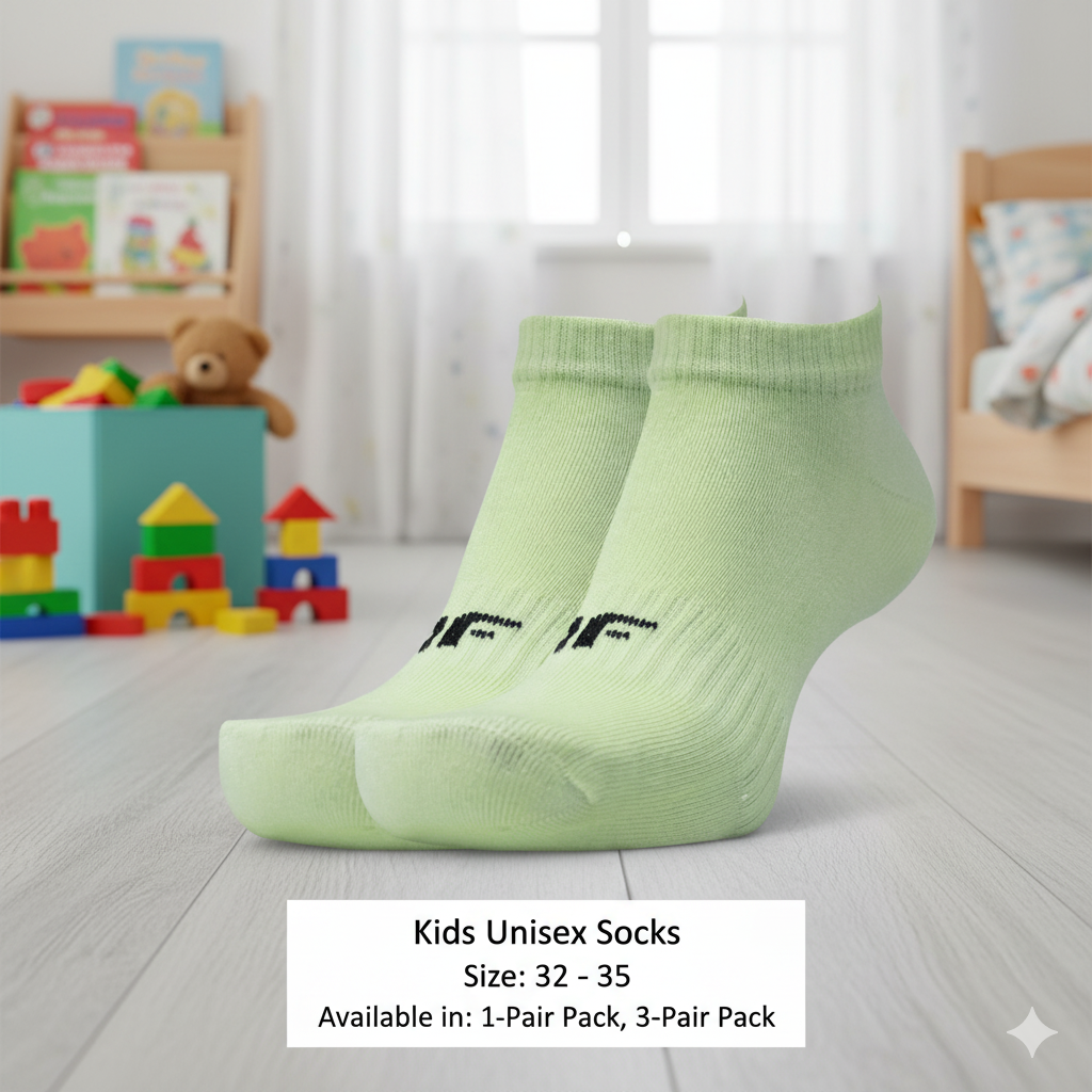 Plain Baby Green Ankle Socks for Women & Kids Unisex