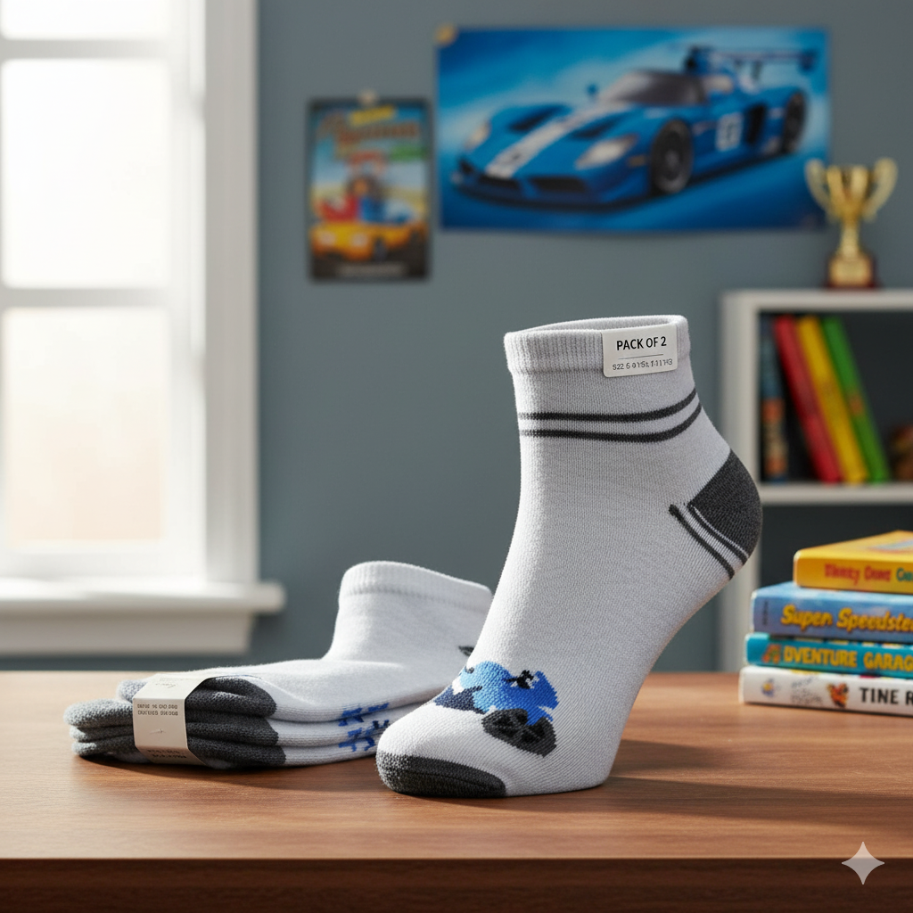 Bike Print Boys Ankle Socks