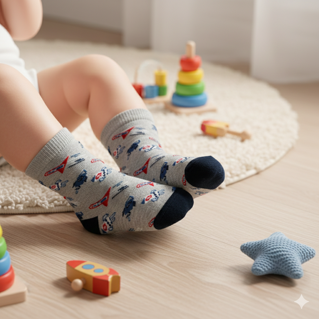 Rocket & Space Adventure Baby Boy Socks