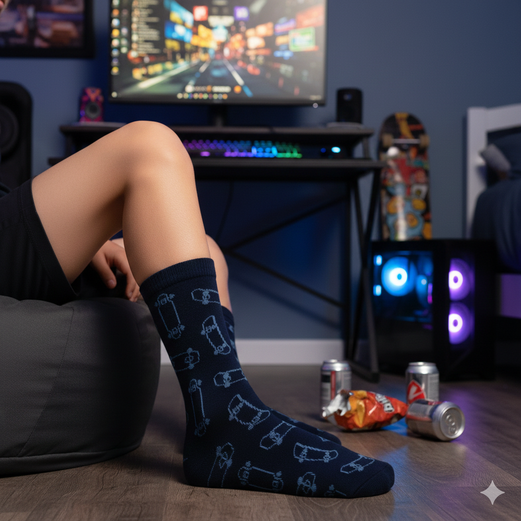 Skaty Print Boy's Crew Socks