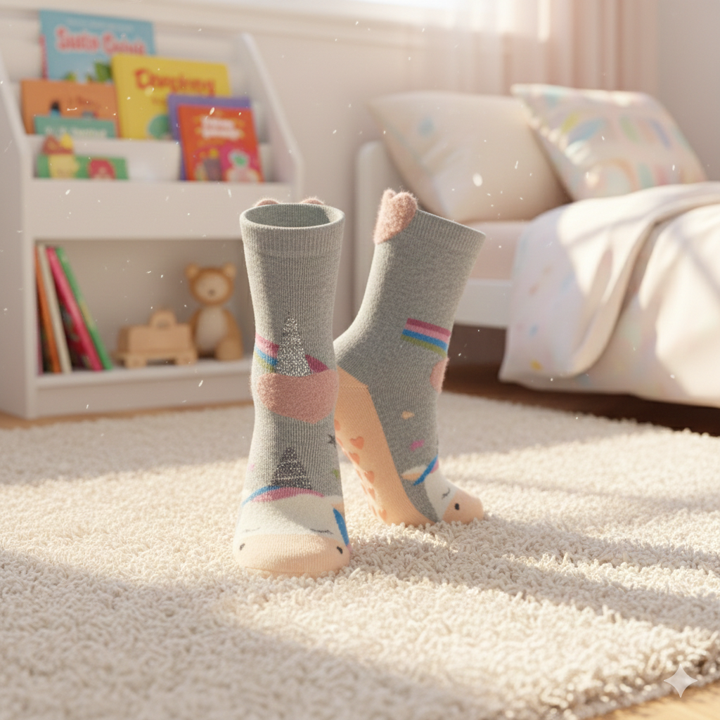 Girls Premium Unicorn Non-Slip Socks