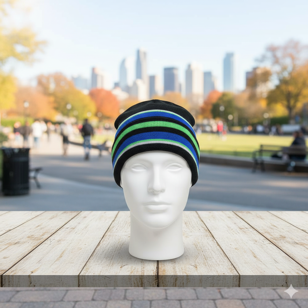 Men Athleisure Striped Beanie Cap (RG)