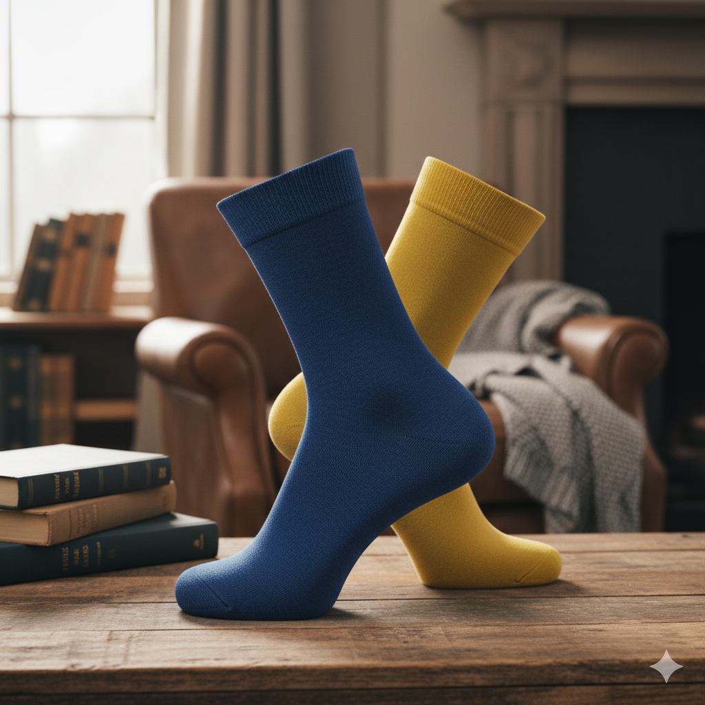 Mustard & Royal Blue Crew Socks for Men