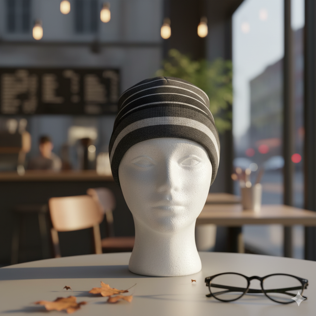 Men Classic Striped Knit Winter Beanie (RG)