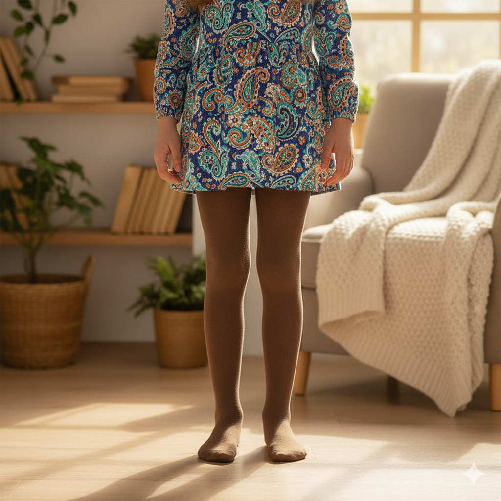 Girls Premium Cotton Light Brown Tights (SF)