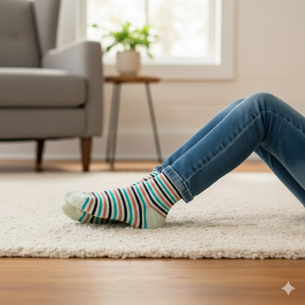 Girls' Striped Ruffle-Trim Crew Socks