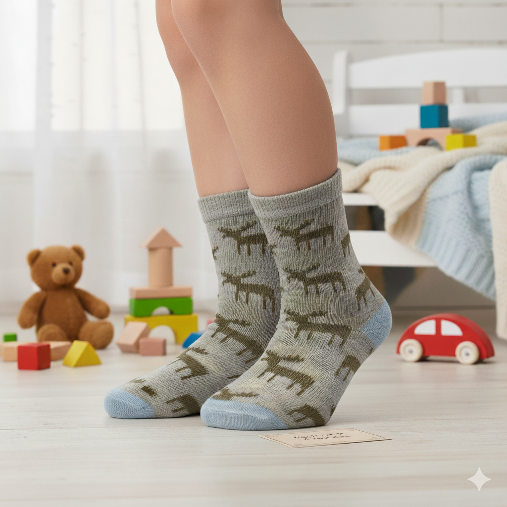 Unisex Moose Print Toddler Socks