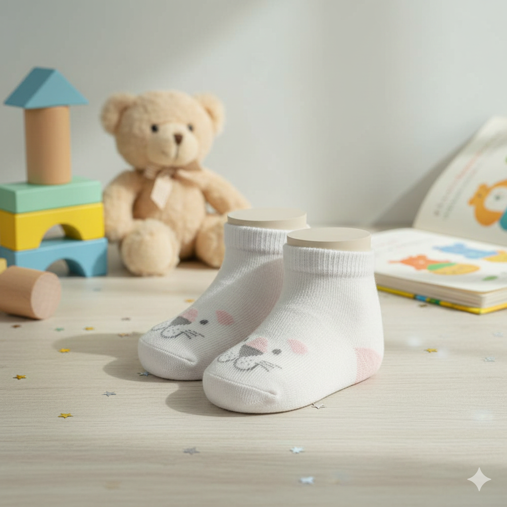 Adorable Kitten Face Baby Ankle Socks