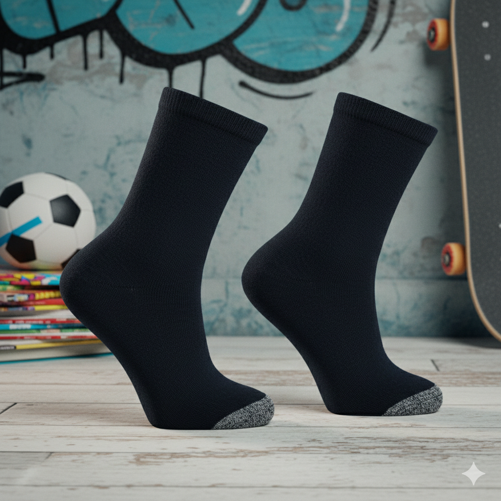 Boys' Navy Athletic Crew Socks