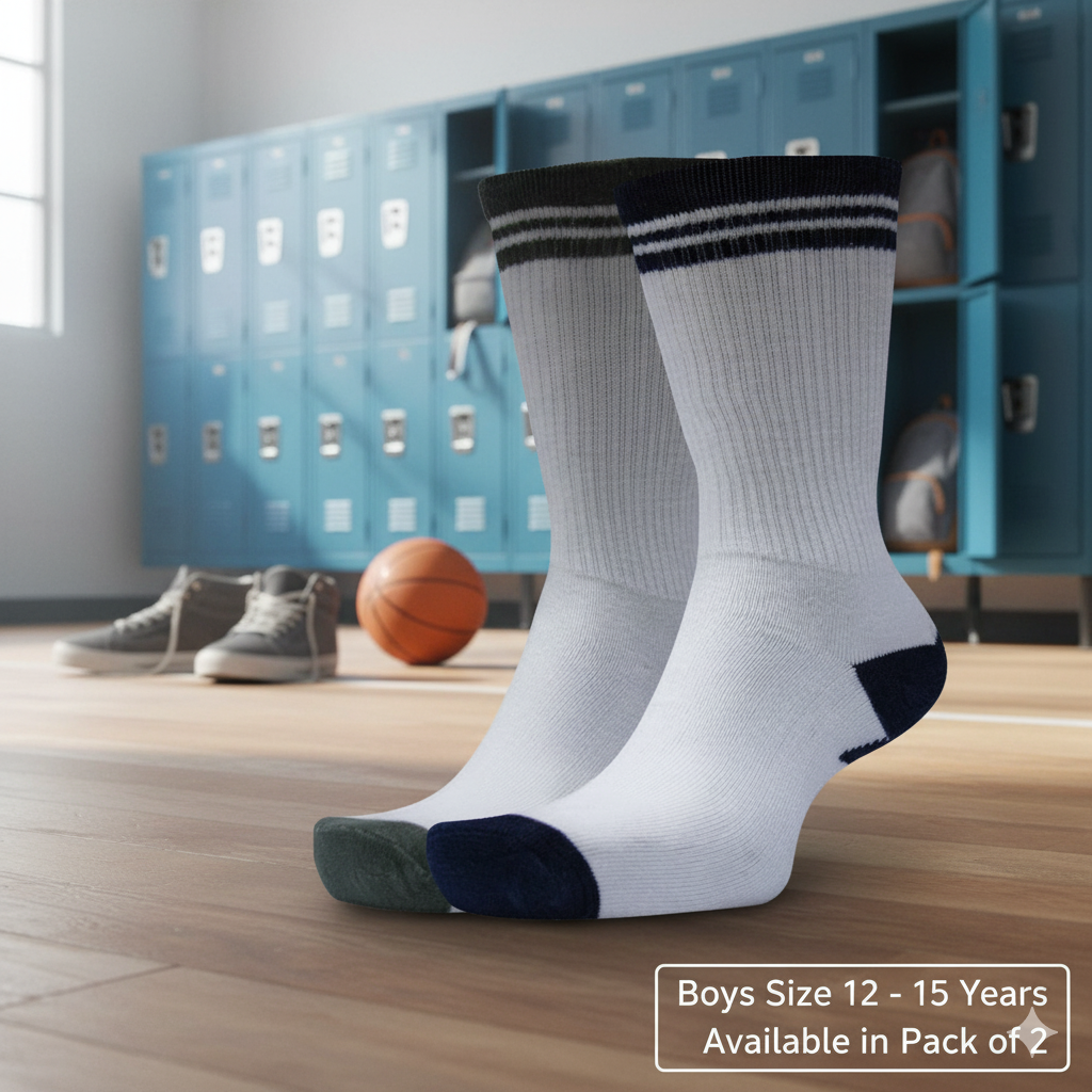 Pack of 2 - Boy's Athletic Crew Socks