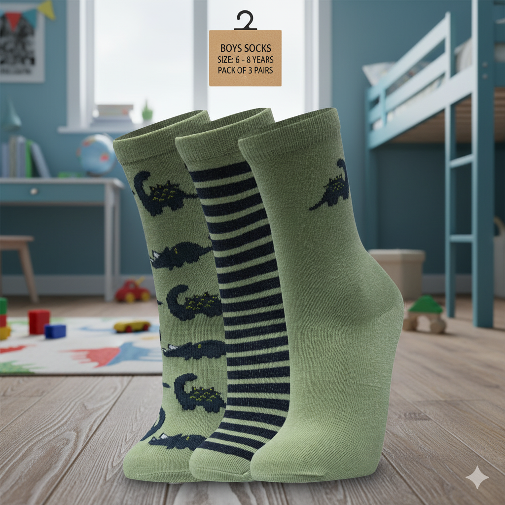 Boy’s Dinosaur Design Socks