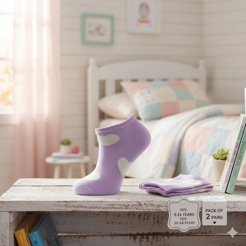 Girl's Heart Print Socks