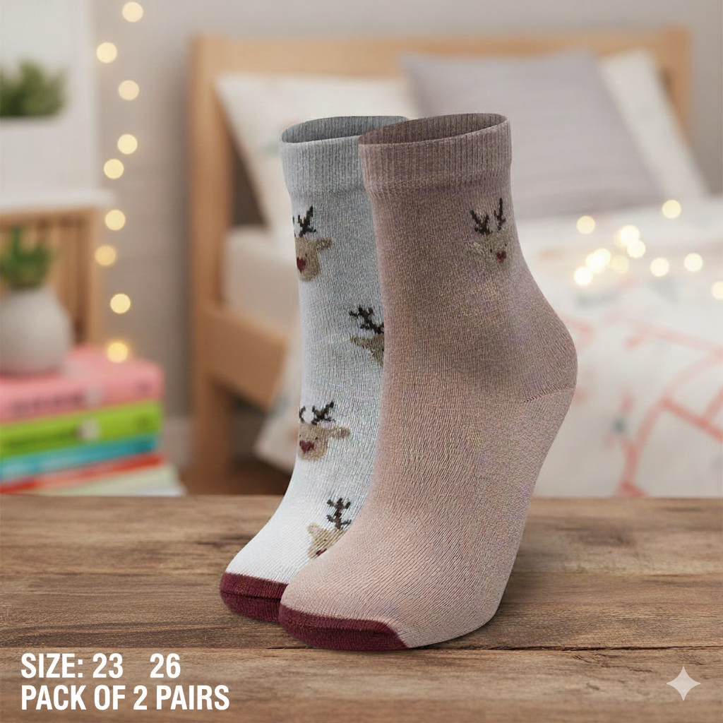 Cozy Reindeer Crew Socks for Girls