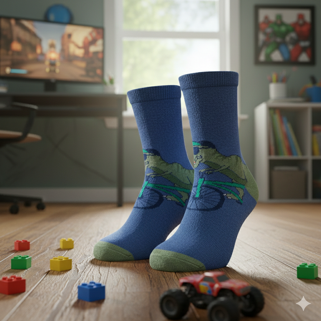 Boy's Dinosaur Biking Crew Socks