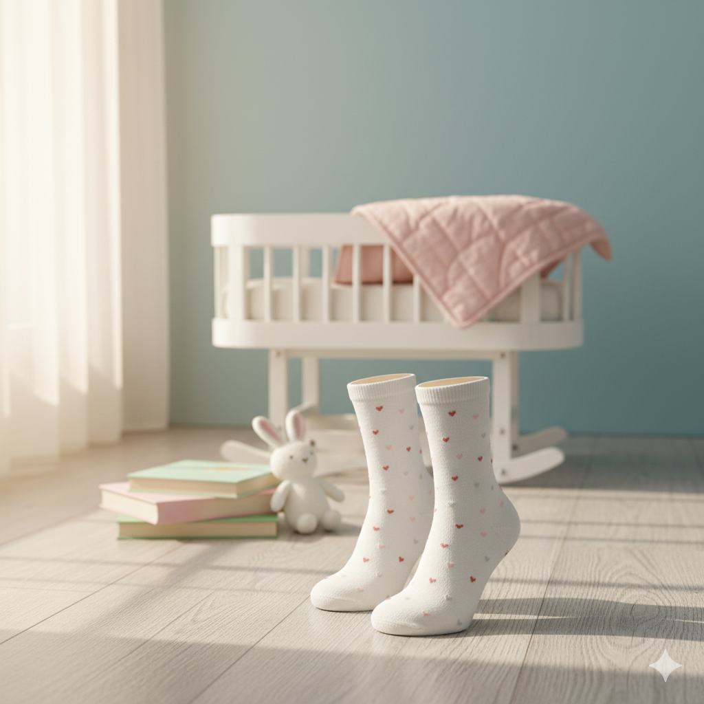 Girls Premium Heart-Print Crew Socks