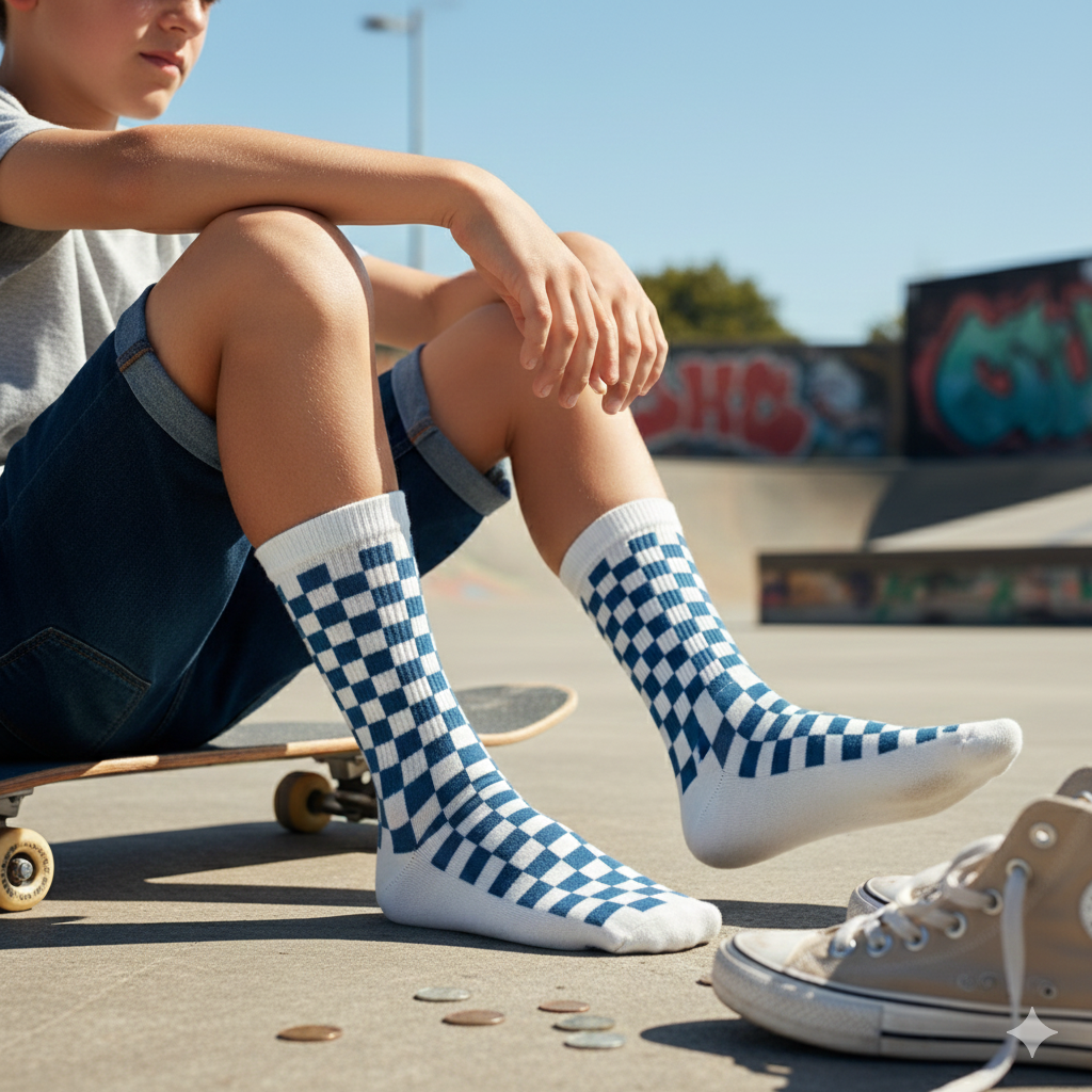 Boys Checkerboard Crew Socks