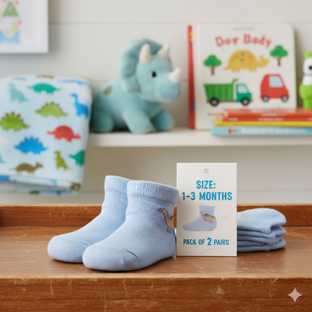 Born Baby Dino Blue Socks for Boys
