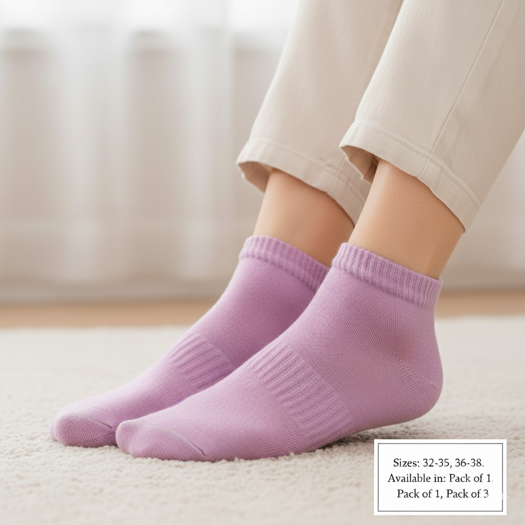 Cute Pink Plain Ankle Socks | For Girls & Women