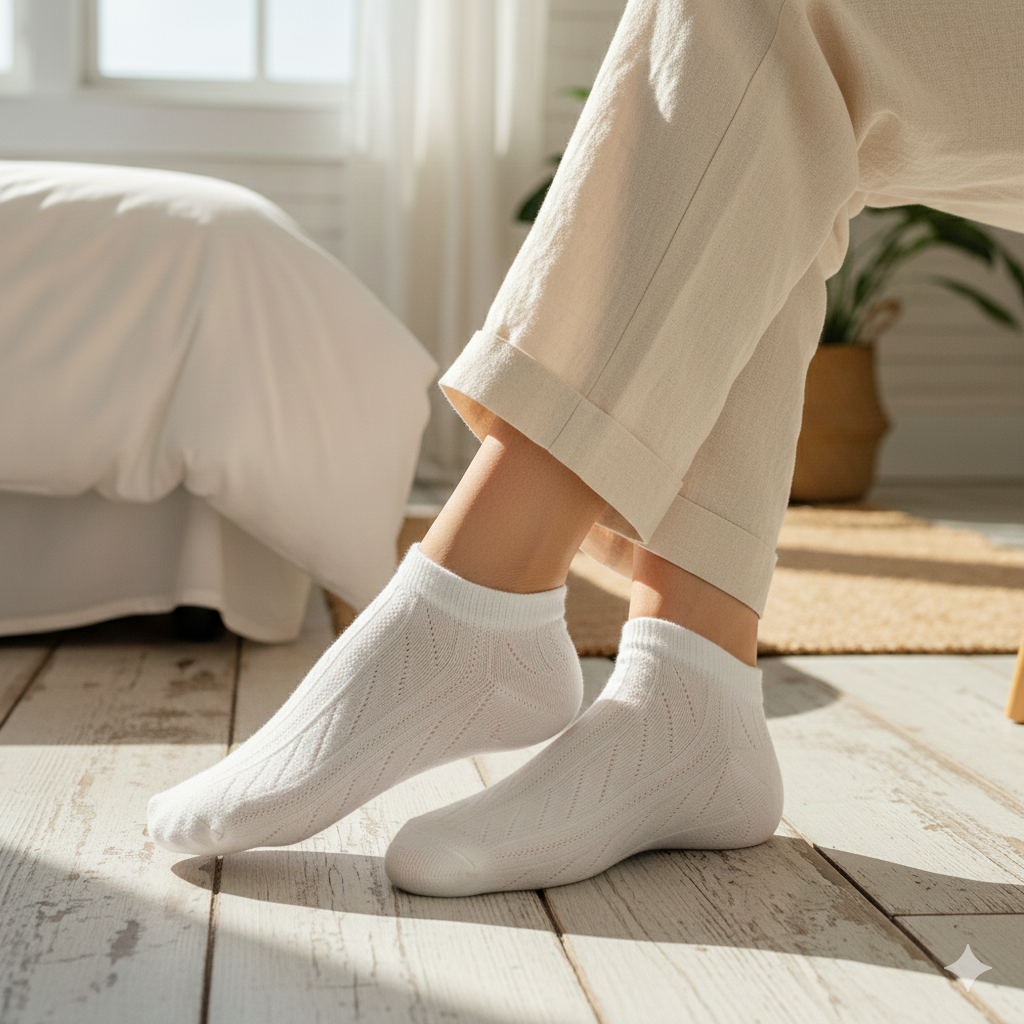 Women White Cable Knit Ankle Socks