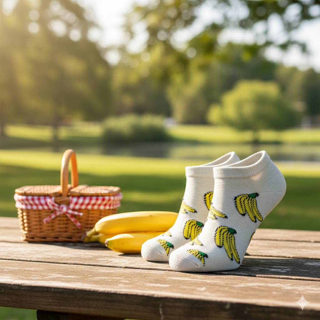 Banana Print Ankle Socks for Girls