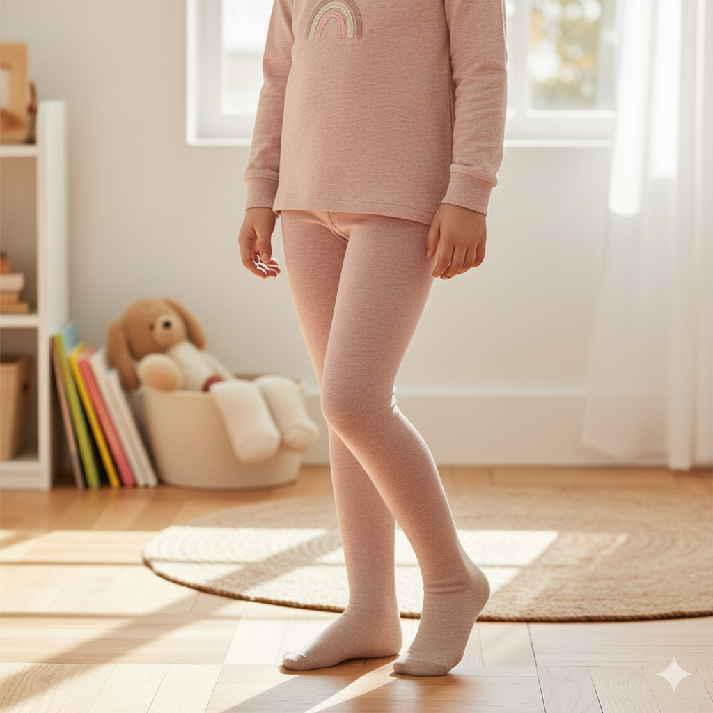 Girls Premium Soft Knit Baby Pink Tights (SF)