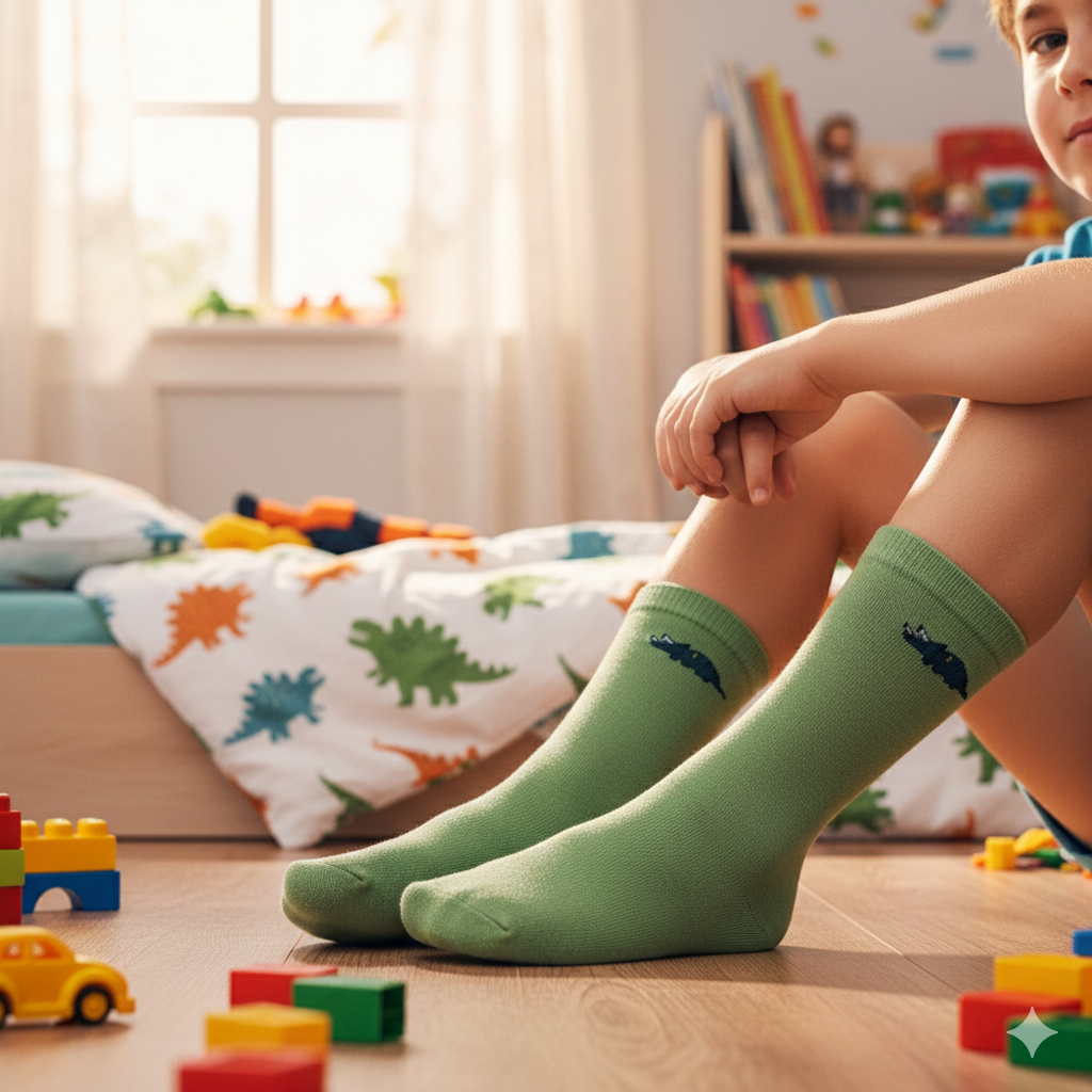 Boys Crocodile Print Crew Socks
