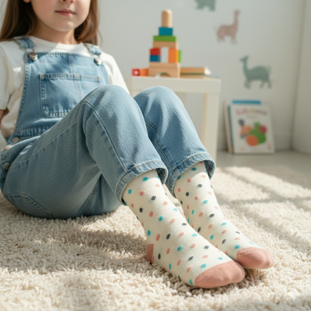 Ruffle-Trim Polka Dot Socks for Girls