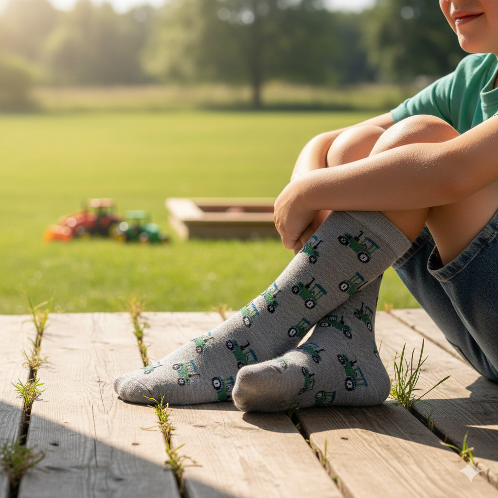 Boys Tractor Print Socks