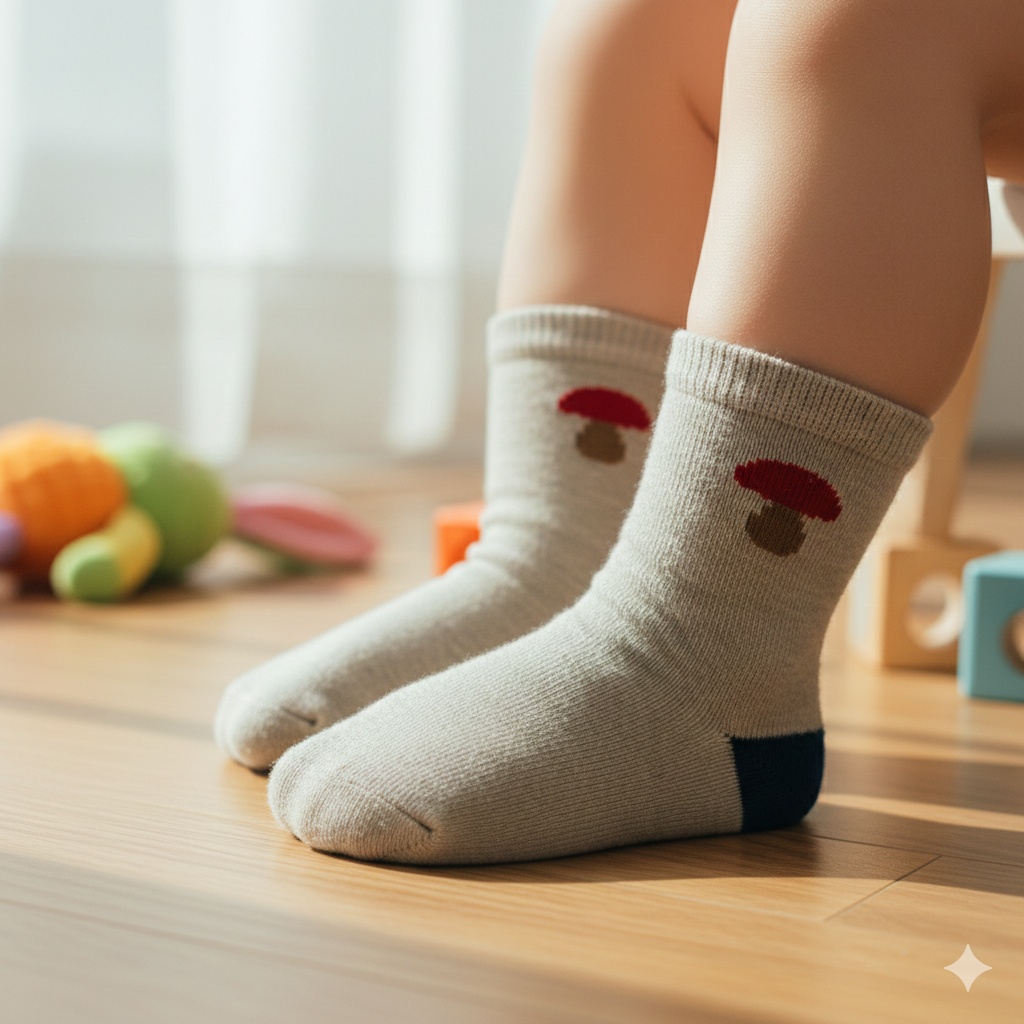 Boys Mushroom Knit Crew Socks