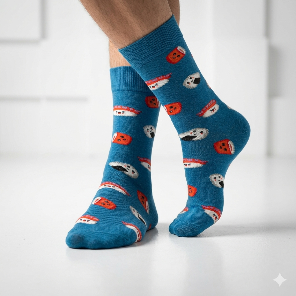 Premium Sushi Patterned Crew Socks