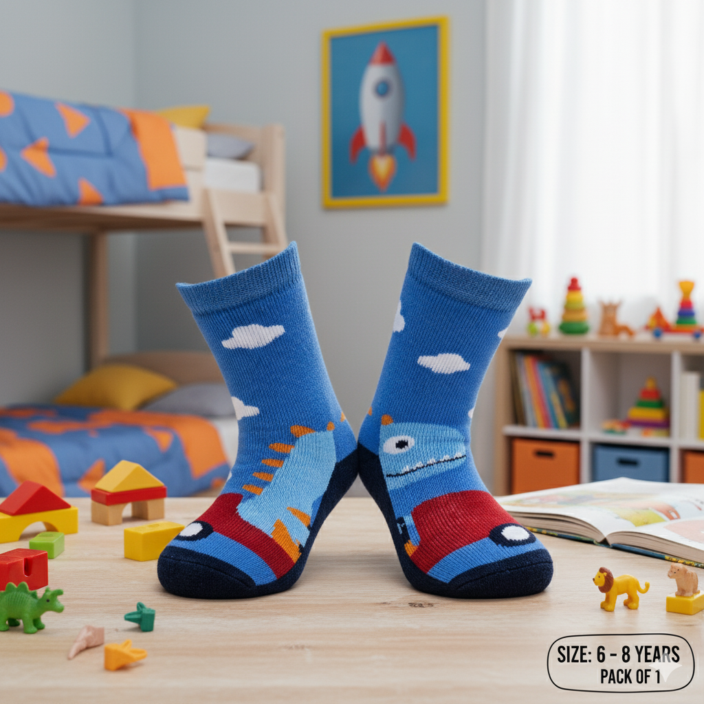 Kid's Dino-Themed Car Crew Socks
