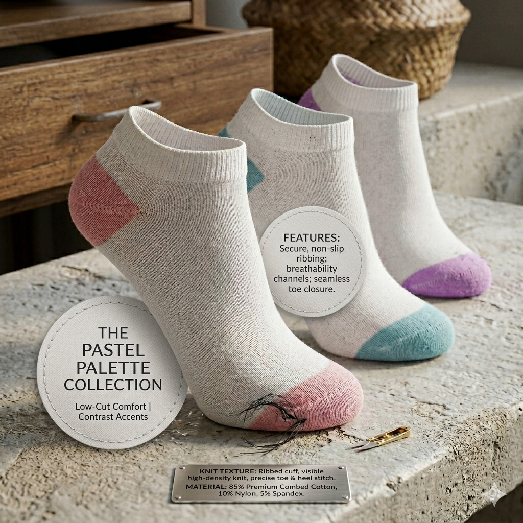 Women Pastel Color Low Cut Ankle Socks