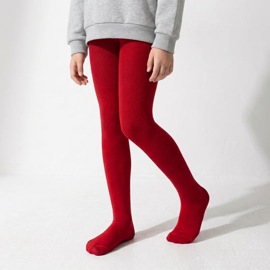 Girl Cozy Comfort Plain Red Tights (SF)