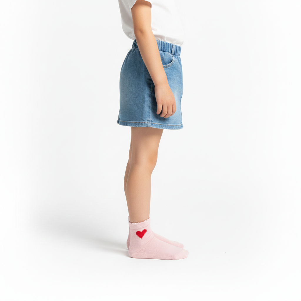 Heart Ruffle Trim Ankle Girls Socks