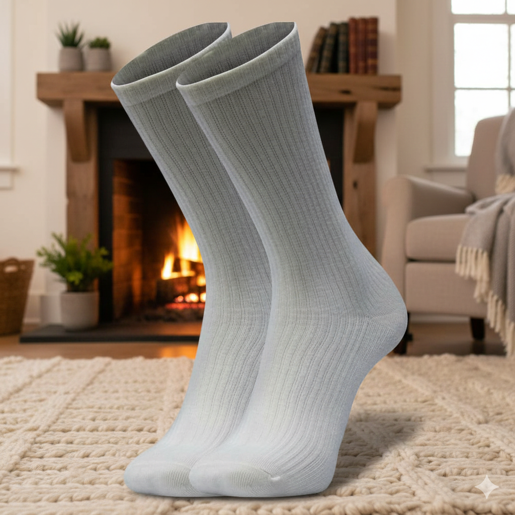 Unisex White Knit Crew Socks