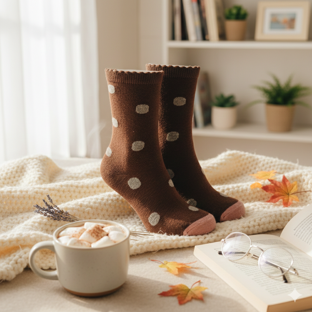 Girl's Cozy Polka Dot Crew Socks