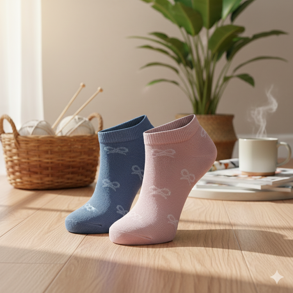 Women Ankle Socks with Bow Pattern