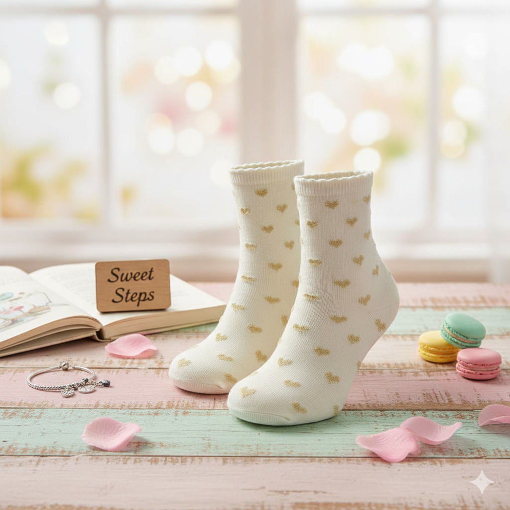 Girls Lurix  Heart Print Socks