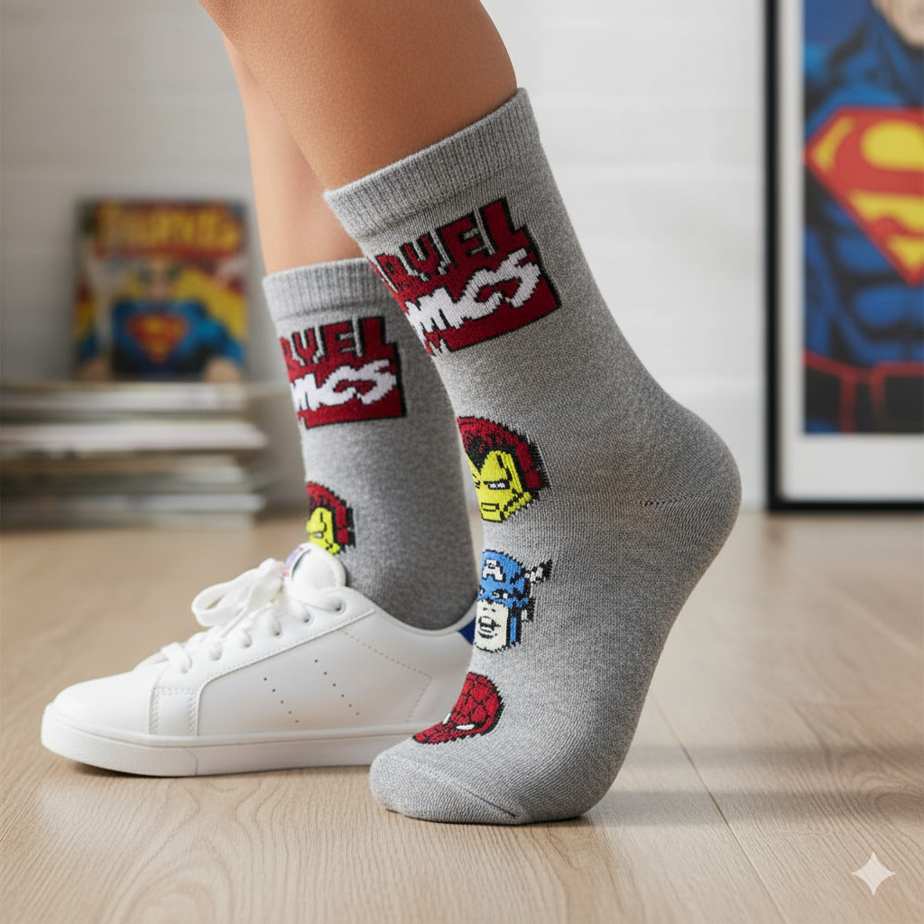 Marvel Comics Print Boys Short Crew Socks