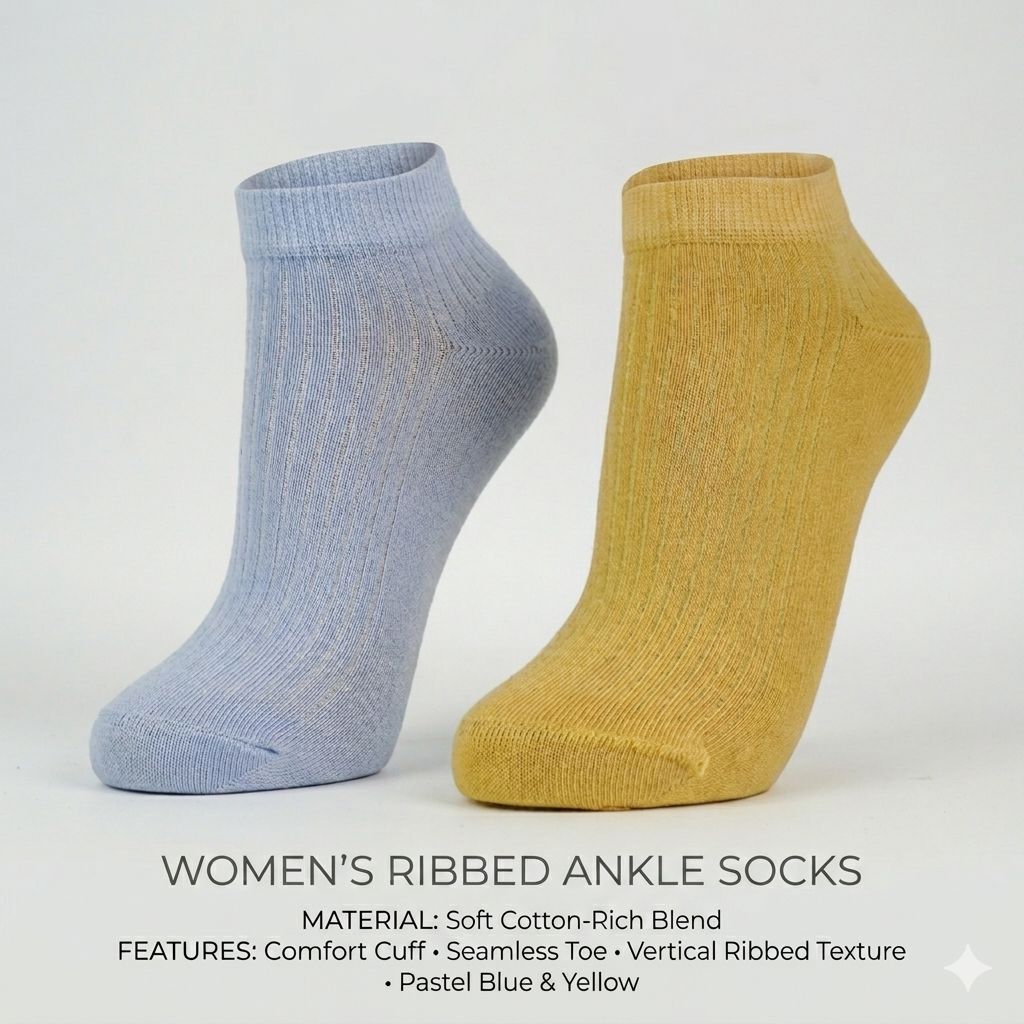 Pastel Ribbed Women Ankle Socks