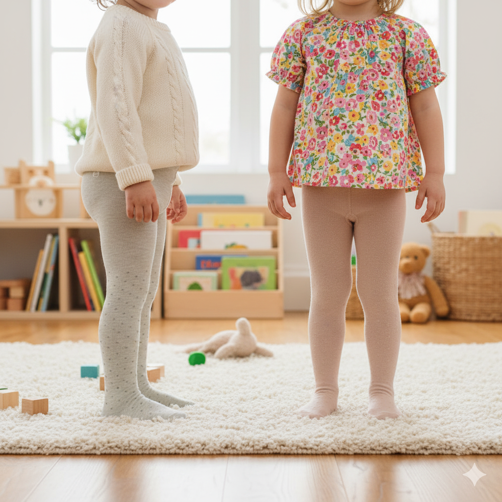 Soft Knit Baby Pink & Beige Tights for Girls (CJ)