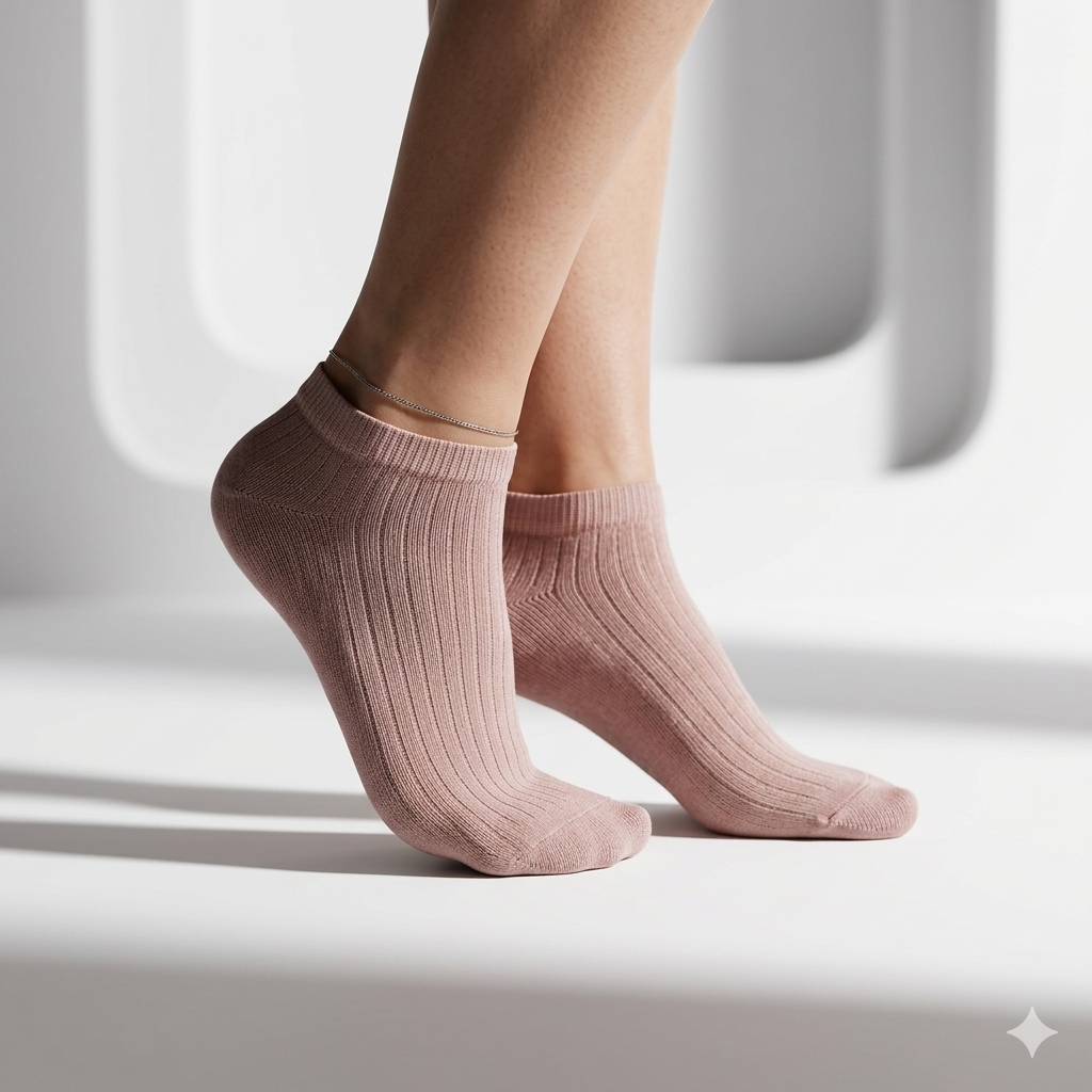 Women Premium Ribbed Cotton Ankle Socks