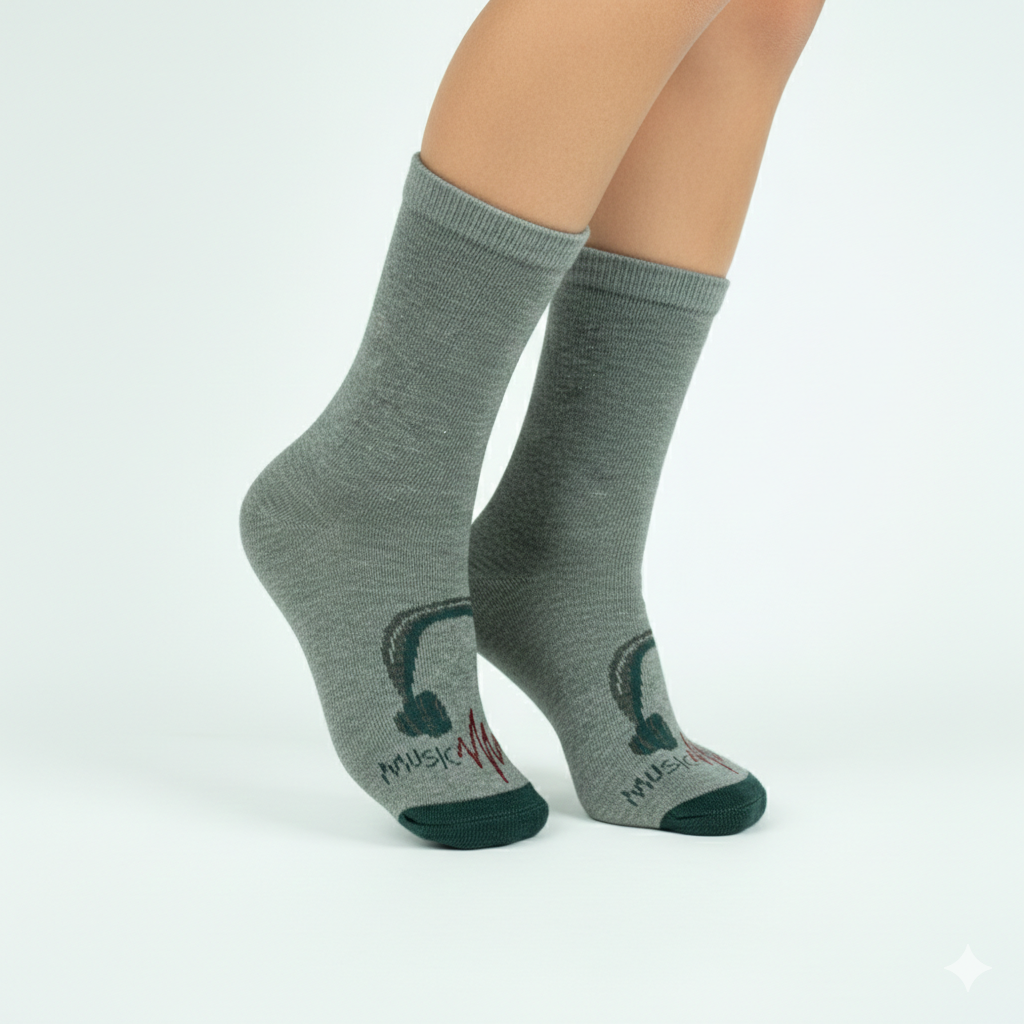Boys’ "Music On" Pattern Crew Socks