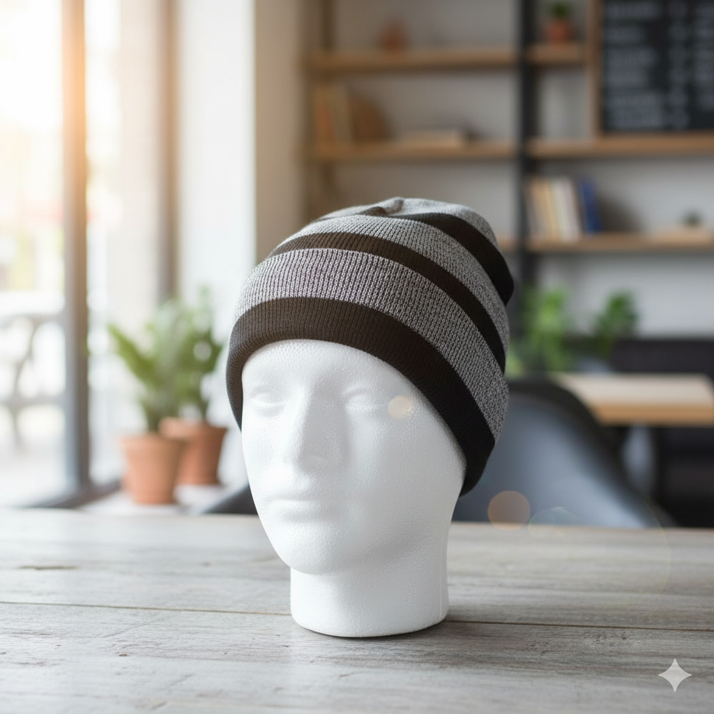 Trendy Grey With Black Striped Cap for Men (RG)