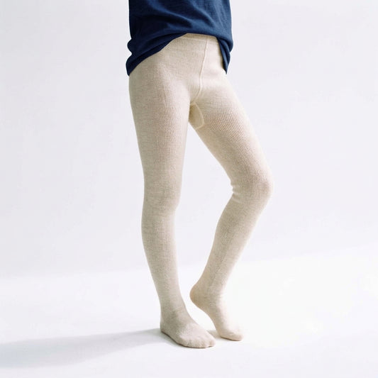 Cozy Knit Plain Cream Girls Tights
