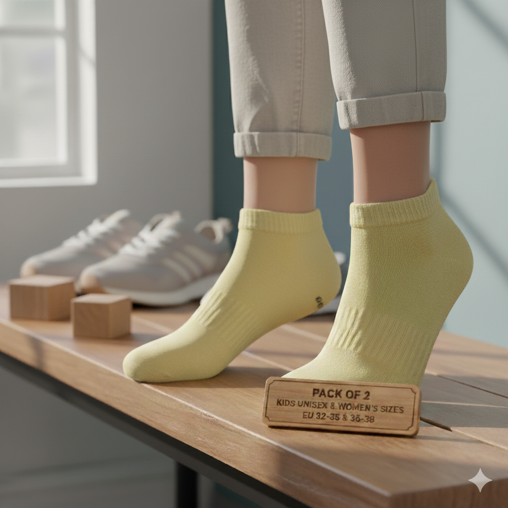 Unisex Kids & Women's Plain Dark Yellow Ankle Socks