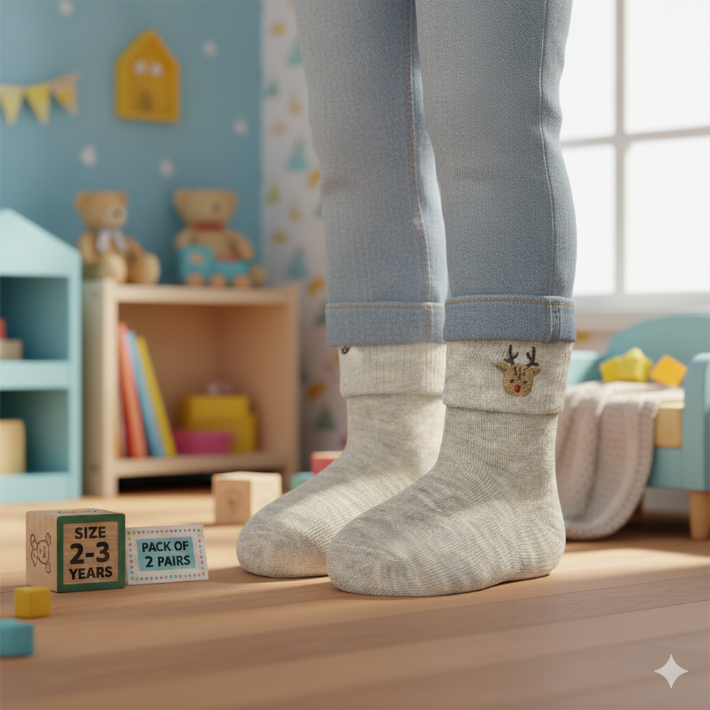 Cozy Reindeer Toddler Kids Unisex Socks